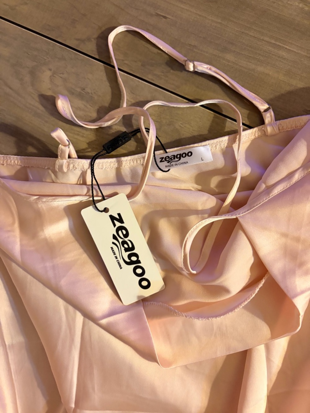 Light Pink Satin Halter Tank Top - Picture 3 of 5